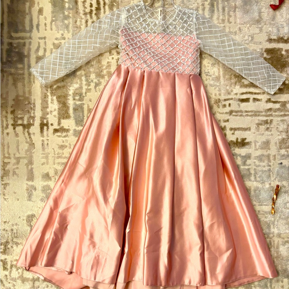Girls long sleeve ball gown